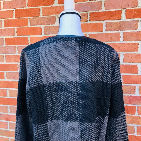 Old Navy Black & Gray Open Front Plaid Coatigan Cardigan Womens Size Small - Picture 6 of 7
